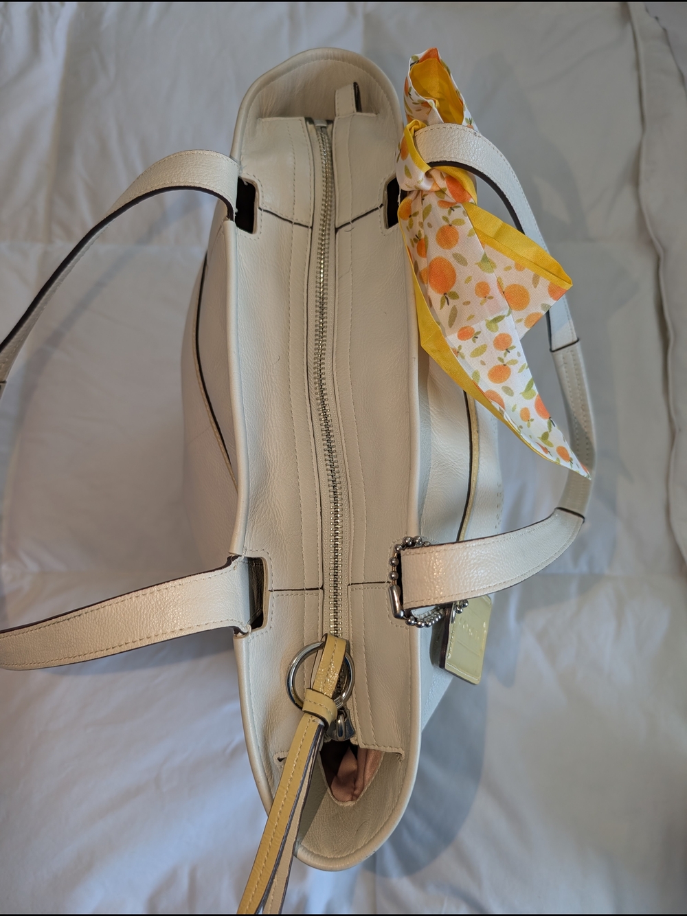 Coach Audrey Op Art Ivory Leather Tote with Signature Perforated Logo - Picture 4 of 13